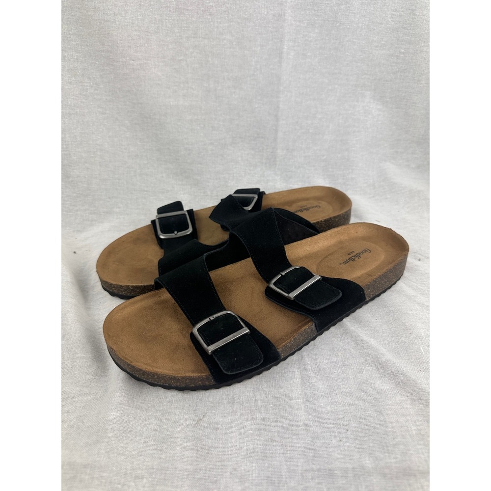 Goodfellow & Co Mens‎ Black Double Strap Buckle Slide Sandals Size 10 NEW